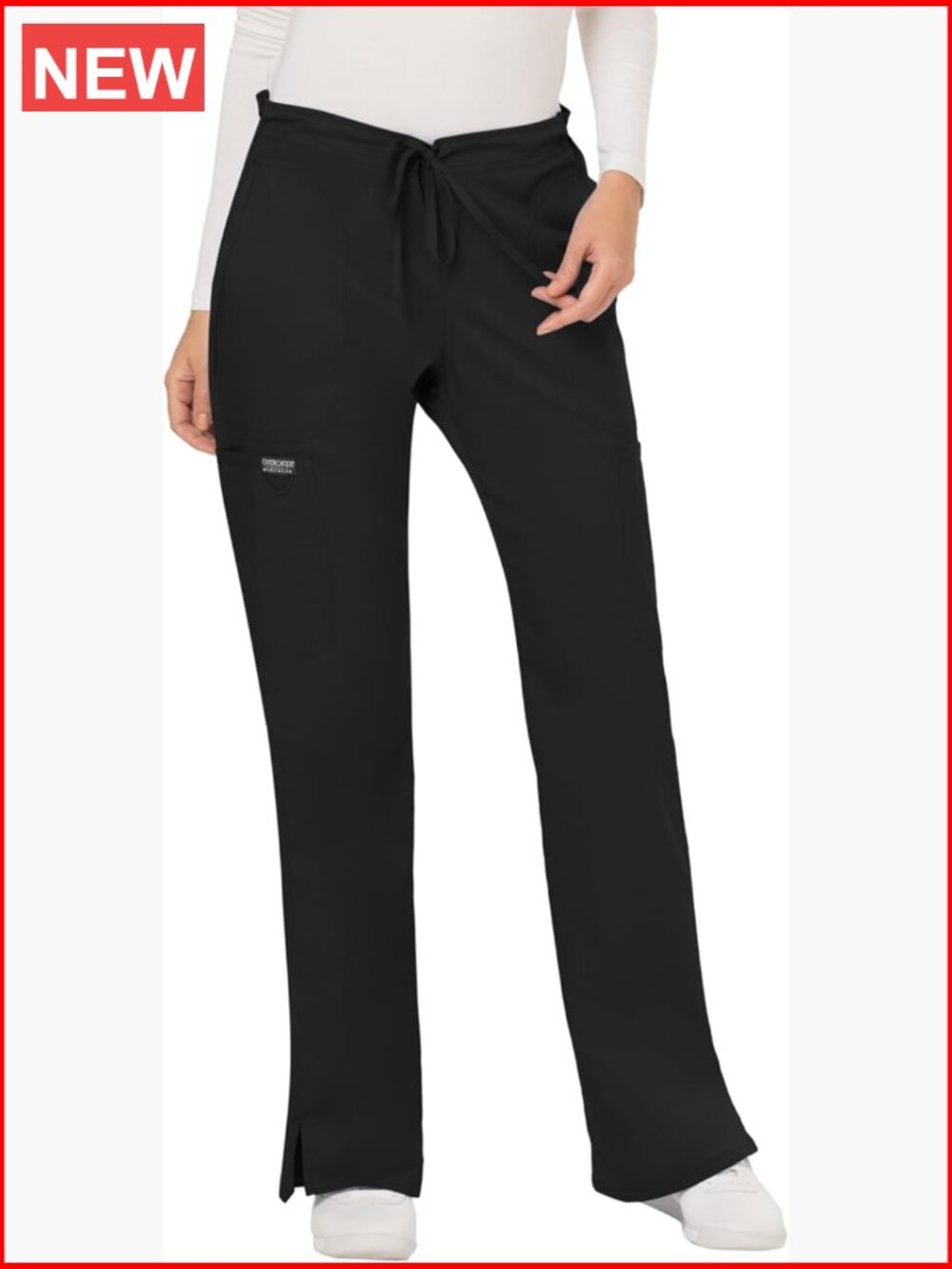 Mid Rise Moderate Flare Drawstring Scrub Pants - Picture 1 of 7